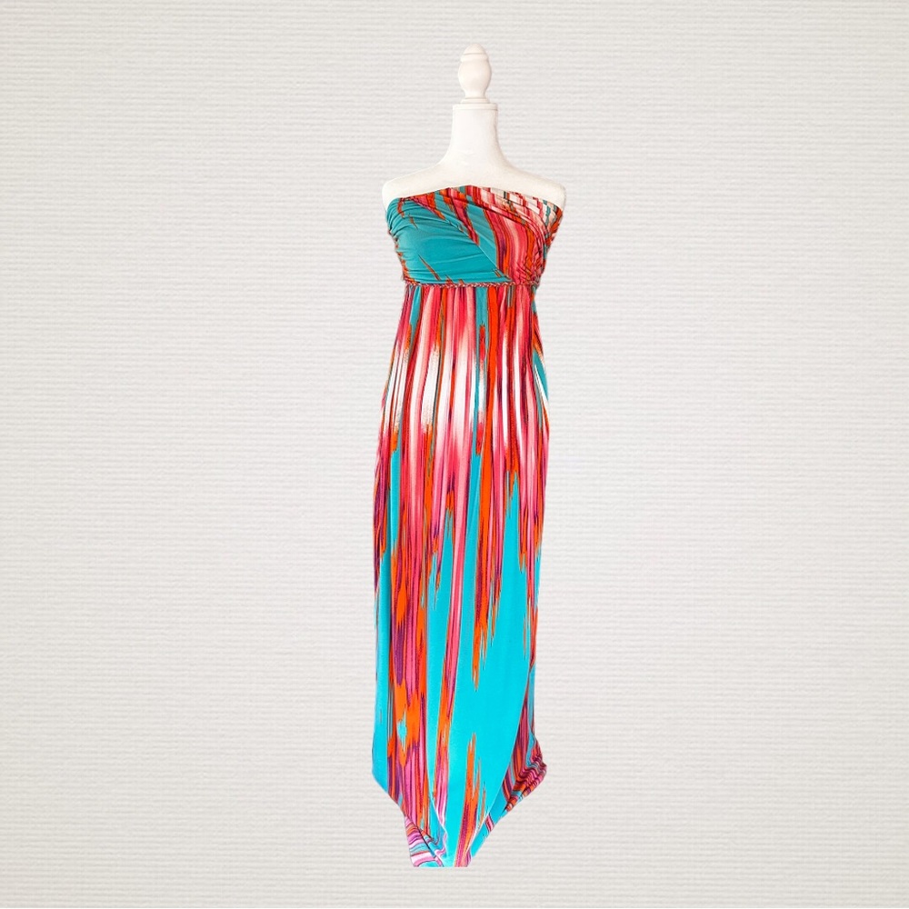 TART Strapless Multicolor Maxi Dress, Medium, PLEASE READ DESCRIPTION CAREFULLY